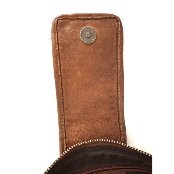 Vilenca Holland Crossbody Clutch Bag Wristlet Brown Leather Zip Pockets Compact - Picture 10 of 15